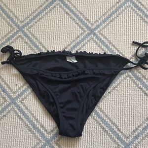 J. Crew Black Ruffled Bikini Bottom Sz L EUC